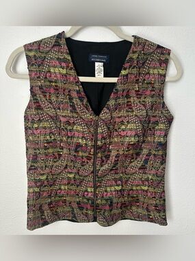 Vintage Laura Pearson International Italian Silk Tapestry Paisley Zipper Vest